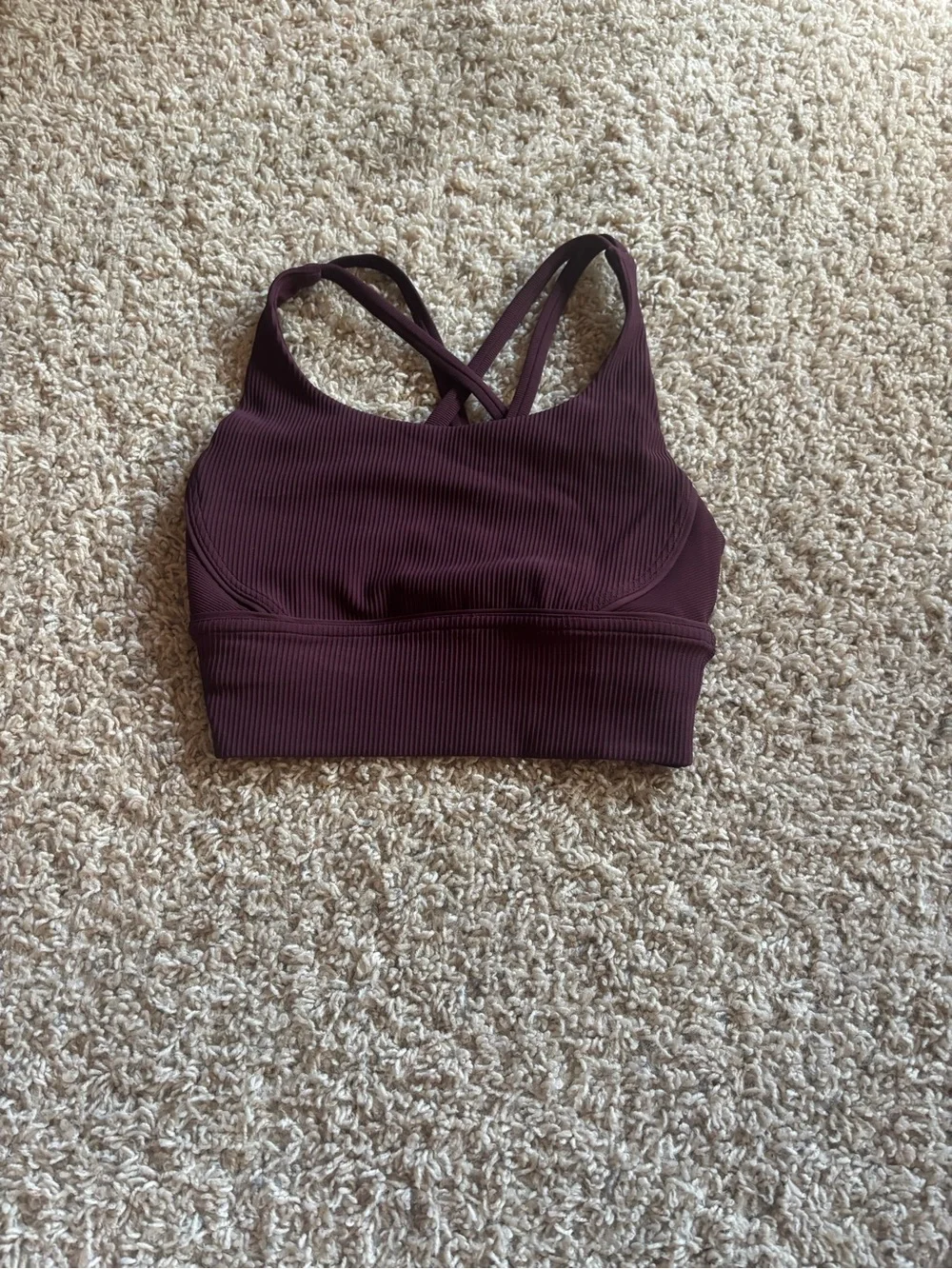 lululemon athletica Ribbed Crossback Energy Longline Bra - Plum